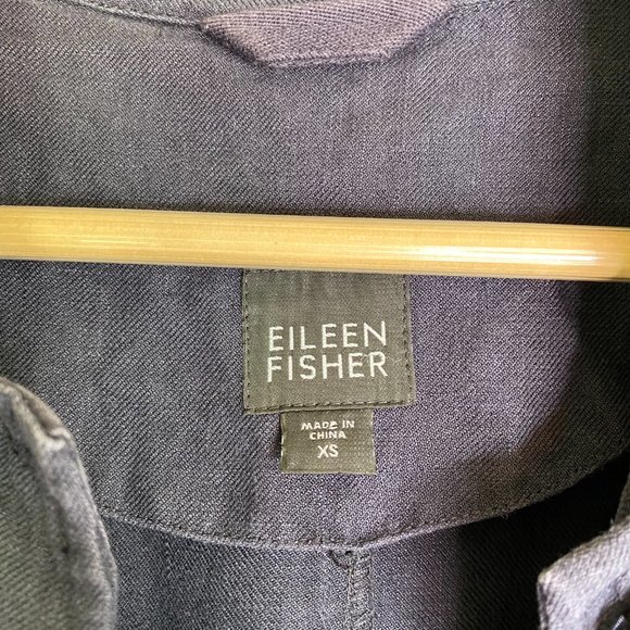Eileen Fisher Linen Collared Button Up Top Blue Size XS - Picture 7 of 8